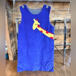 Blue Sleeveless Dress with Giraffe Appliqué